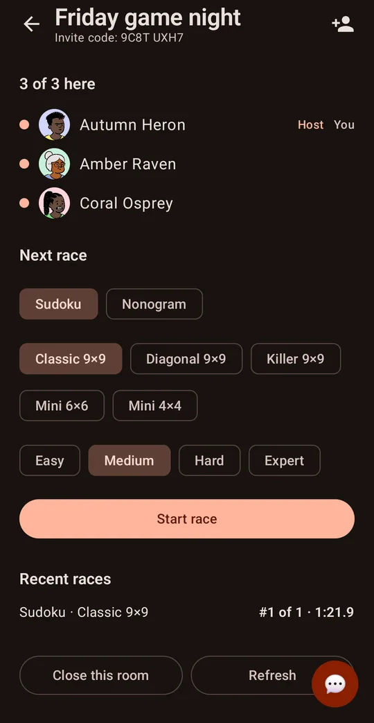 Room Race: Multiplayer Sudoku on Google Play, screen 1